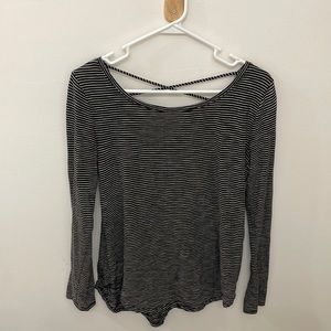 Hollister Black with white stripe long sleeve tee